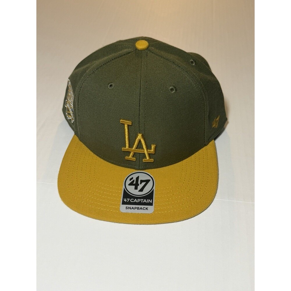 New LA Dodgers Cooperstown Collection 47 Brand Snapback Hat Olive Gold NWT